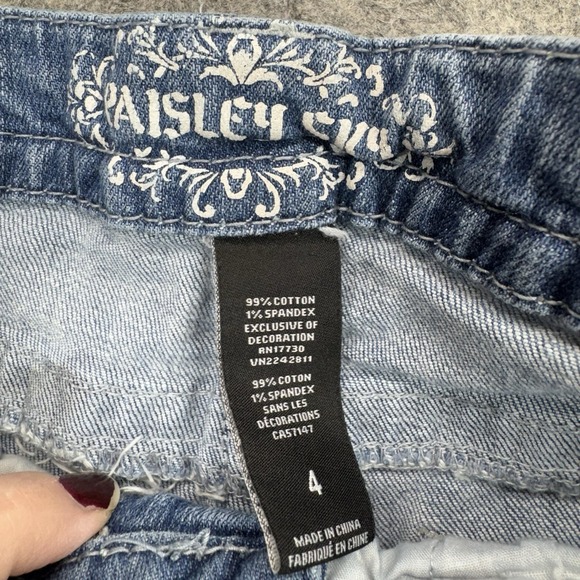 Paisley Sky Jeans Women's Size 4 Acid Wash Mid Rise Skinny Leg Denim Embellished - Picture 7 of 11